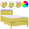 vidaXL Boxspringbett mit Matratze & LED Gr&uuml;n 90x200 cm Stoff