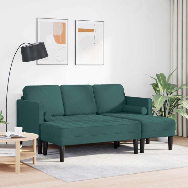 vidaXL Sofa Set mit Kissen 2 pcs Dunkelgr&uuml;n Polyester