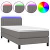 vidaXL Boxspringbett mit Matratze & LED Dunkelgrau 80x200 cm Stoff