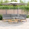 vidaXL Sofa Set mit Kissen Uni 4 pcs Grau Massivholz Akazie