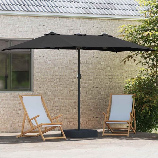 vidaXL Garten-Sonnenschirm Schwarz 385 x 209 x 244 cm Polyester