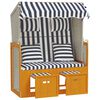 vidaXL Strandkorb mit Kissen Poly Rattan & Massivholz Wei&szlig; & Blau