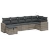 vidaXL 7-tlg. Garten-Sofagarnitur mit Kissen Hellgrau Poly Rattan