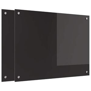 vidaXL K&uuml;chenr&uuml;ckwand 2 pcs Schwarz 80 x 60 cm Geh&auml;rtetes Glas