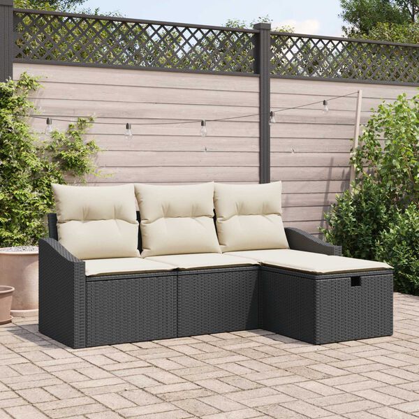 vidaXL Sofa Set mit Kissen 4 pcs Poly-Rattan