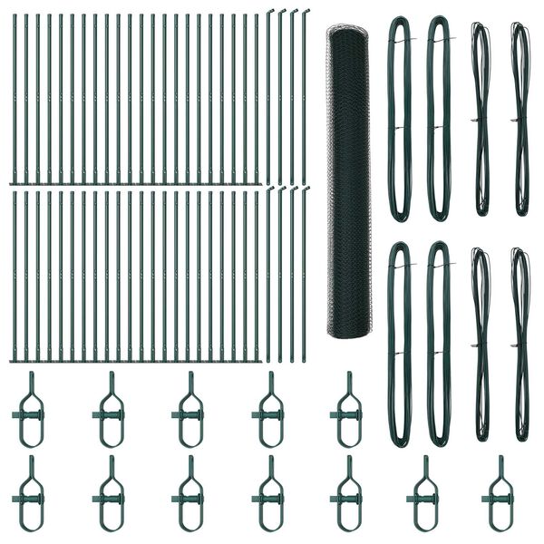 vidaXL Zaunpfosten Gr&uuml;n 100 x 1,2 m (25 mm Netz) Stahl und PVC