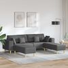 vidaXL Sofa mit Kissen 3 pcs Dunkelgrau Stoff