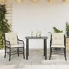 vidaXL 3-tlg. Bistro-Set mit Kissen Schwarz Poly Rattan
