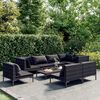 vidaXL 9-tlg. Garten-Lounge-Set mit Kissen Poly Rattan Dunkelgrau