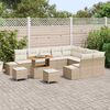 vidaXL Gartensofa-set mit Kissen mit Speicher 12 pcs Beige Poly Rattan