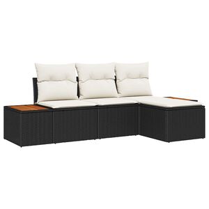 vidaXL Gartensofa-set 4 Stk. Schwarz und Creme Poly Rattan