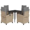 vidaXL 5-tlg. Garten-Essgruppe mit Kissen Beigemischung Poly Rattan