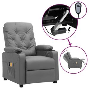 vidaXL Massagesessel Elektrisch Grau Kunstleder