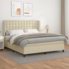 vidaXL Boxspringbett mit Matratze Creme 180x200 cm Kunstleder