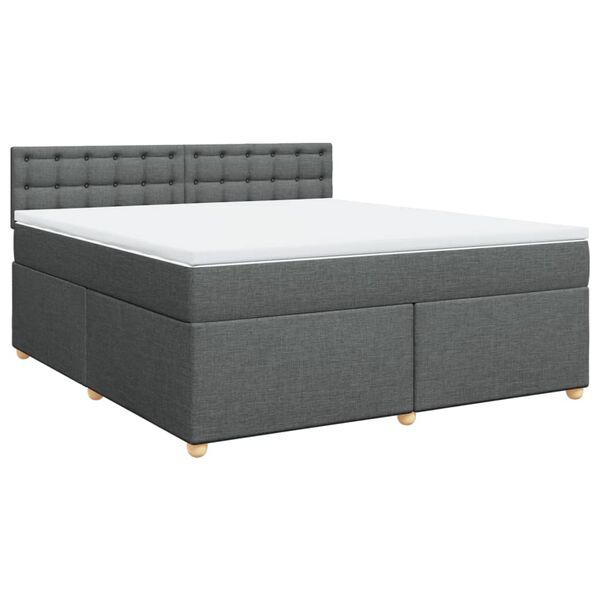 vidaXL Boxspringbett mit Matratze Dunkelgrau 180x200 cm Stoff