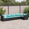 vidaXL 6-tlg. Garten-Lounge-Set mit Kissen Schwarz Poly Rattan