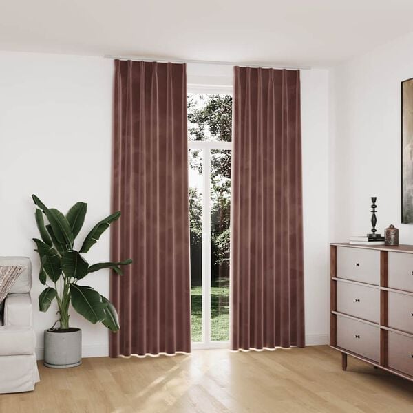 vidaXL Verdunkelungsvorh&auml;nge Haken 2 Stk. Samt Antik-Rosa 140x245cm