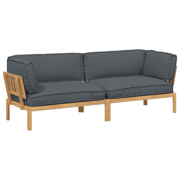 vidaXL Sofa Set mit Kissen Uni 2 pcs Anthrazit Massivholz Akazie