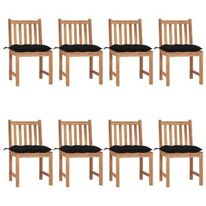 vidaXL Gartenst&uuml;hle 8 Stk. mit Kissen Massivholz Teak
