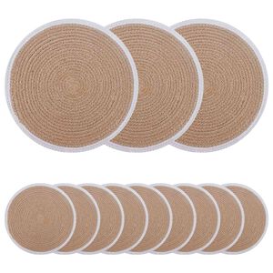 vidaXL Jute Platzsets 12 stk. Nat&uuml;rlich und Wei&szlig; 100% Tossa Jute