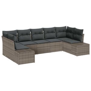 vidaXL Gartensofa-set 7 stk. 7-Sitzanzahl Grau Poly Rattan