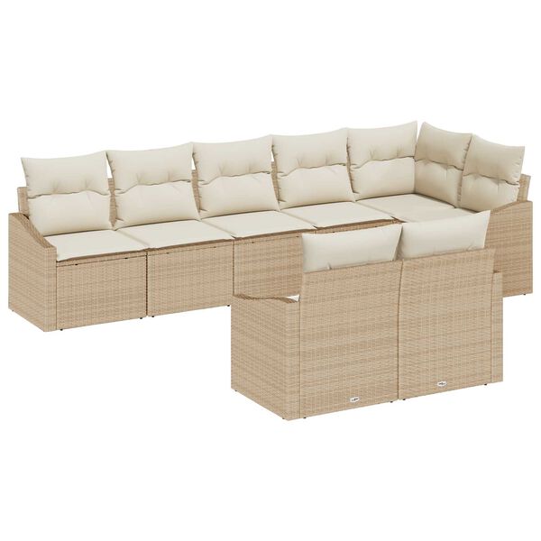 vidaXL Gartensofa-set mit Kissen 8 pcs Beige und Wei&szlig; Poly-Rattan