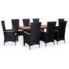vidaXL 9-tlg. Garten-Essgruppe Poly Rattan Akazienholz Schwarz
