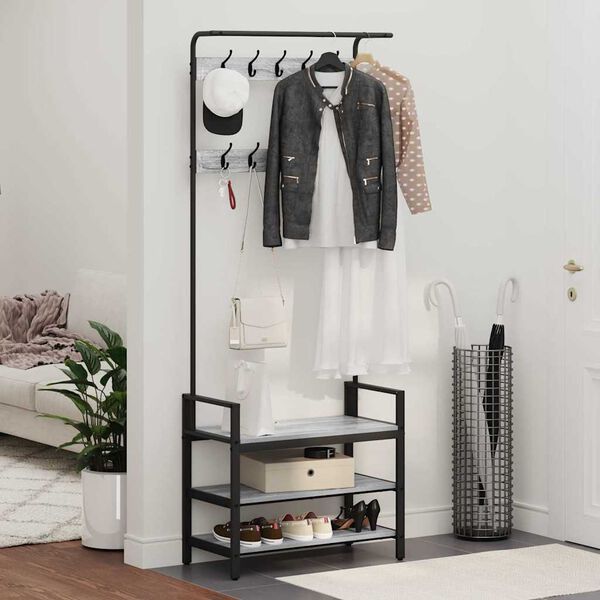 vidaXL Garderobenst&auml;nder Graues Sonoma 75 x 34 x 184 cm Holzwerkstoff