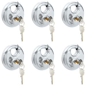 vidaXL Diskusschl&ouml;sser mit Schl&uuml;sseln 6 pcs Silber 8 x 2,8 x 8 cm