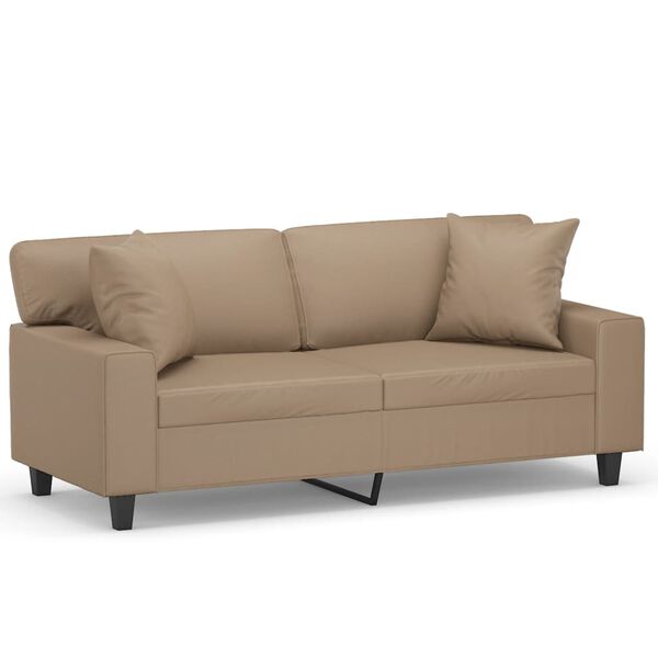 vidaXL 2-Sitzer-Sofa mit Zierkissen Cappuccino-Braun 140 cm Kunstleder
