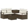 vidaXL Sofa Set 6 stk. Braun und Creme Wei&szlig; Polyrattan und Stahl