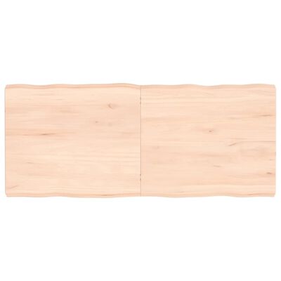 vidaXL Tischplatte 140x60x6 cm Massivholz Eiche Unbehandelt Baumkante