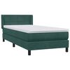 vidaXL Boxspringbett mit Matratze Dunkelgr&uuml;n 90x220 cm Samt