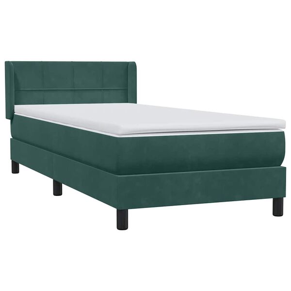 vidaXL Boxspringbett mit Matratze Dunkelgr&uuml;n 90x220 cm Samt