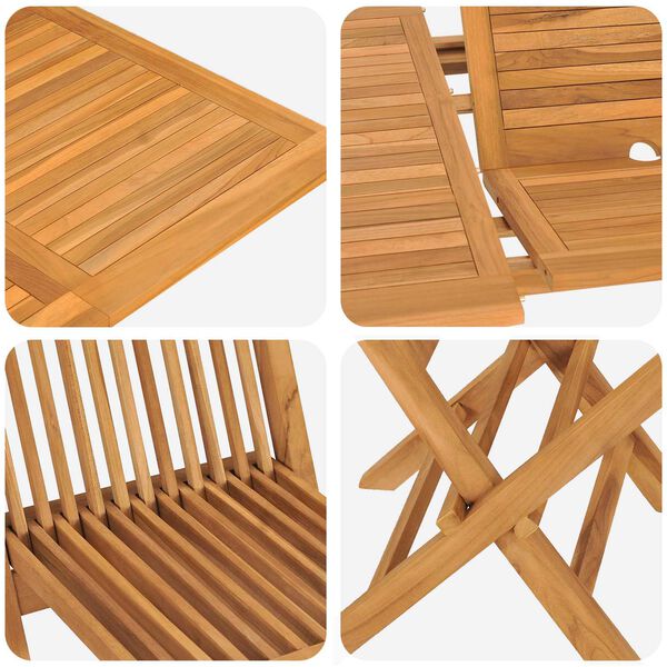 vidaXL Garten Essgruppe 5 pcs Braun Teak-Massivholz