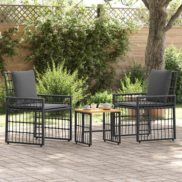 vidaXL Gartenm&ouml;bel Set 3 pcs Schwarz und Dunkelgrau