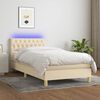 vidaXL Boxspringbett mit Matratze & LED Creme 90x190 cm Stoff