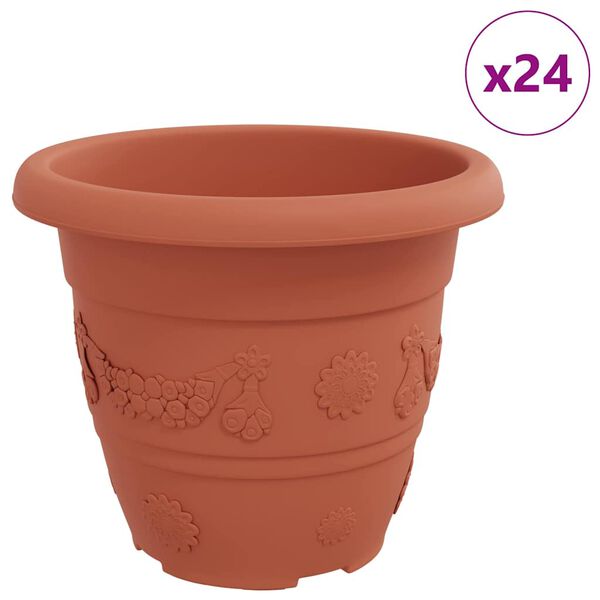 vidaXL Runder Blumentopf 24 pcs Ziegelrot &Oslash; 26 x 21,5 cm Kunststoff
