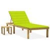 vidaXL Garten-Sonnenliege mit Tisch und Auflage Kiefer Impr&auml;gniert
