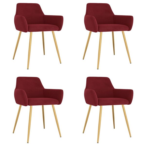 vidaXL Esszimmerst&uuml;hle 4 Stk. Weinrot Samt