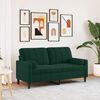 vidaXL 2-Sitzer-Sofa mit Zierkissen Dunkelgr&uuml;n 140 cm Samt