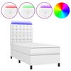 vidaXL Boxspringbett mit Matratze & LED Wei&szlig; 90x200 cm Kunstleder