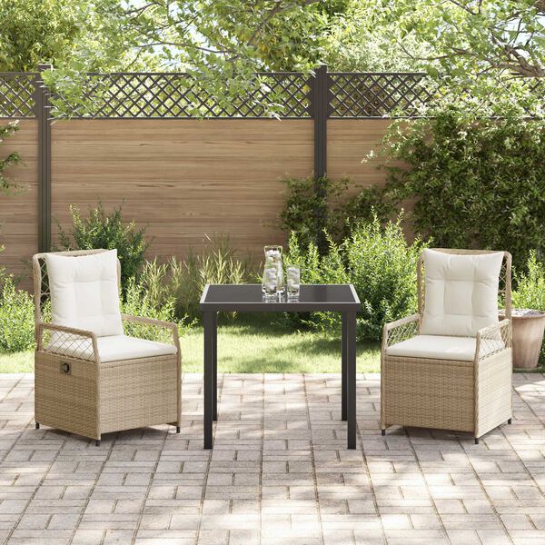 vidaXL Garten Essgruppe 3 pcs Beige und Cremewei&szlig; Poly-Rattan