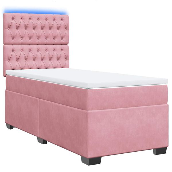 vidaXL Boxspringbett mit Matratze Rosa 100x200 cm Samt
