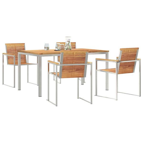 vidaXL Garten Essgruppe 5 pcs Braun Massivholz Teak