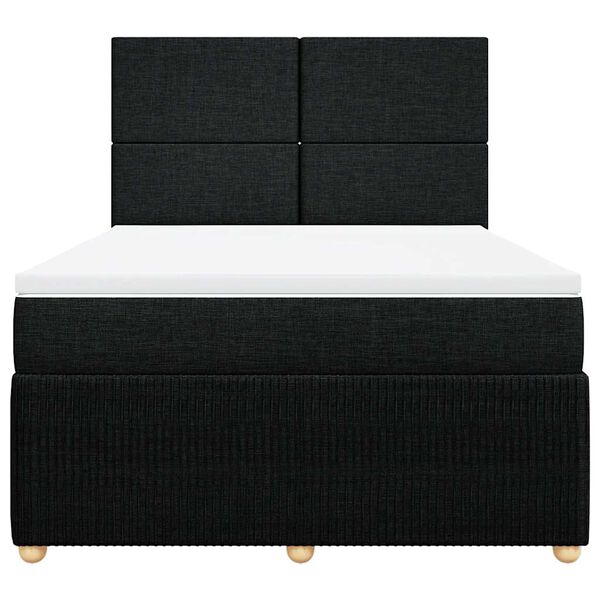 vidaXL Boxspringbett mit Matratze Schwarz 140x200 cm Stoff
