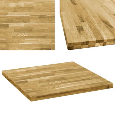 vidaXL Tischplatte Eichenholz Massiv Quadratisch 44 mm 70x70 cm