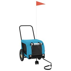 vidaXL Fahrradanh&auml;nger Hunde Blau und Schwarz Oxford-Gewebe & Eisen
