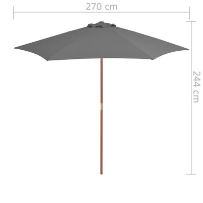 vidaXL Sonnenschirm mit Holz-Mast 270 cm Anthrazit