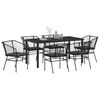 vidaXL Garten Essgruppe 7 pcs Schwarz Poly-Rattan